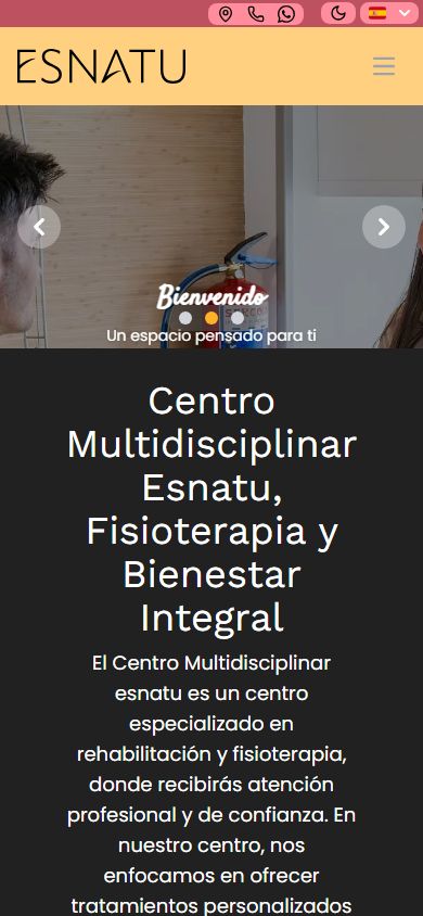 Web del Centro Multidisciplinar Esnatu en el móvil
